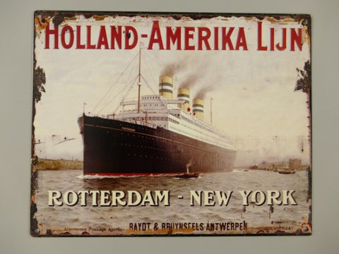 Plåtskylt "Holland-Amerika Lijn" 20x25cm