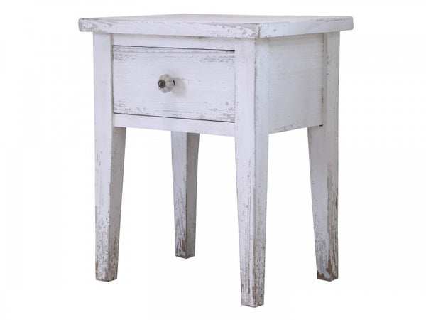 Jättesöt nattduksbord med låda  Mått: H51,5/L42/B32 cm  Färg: antique creme - shabby chic